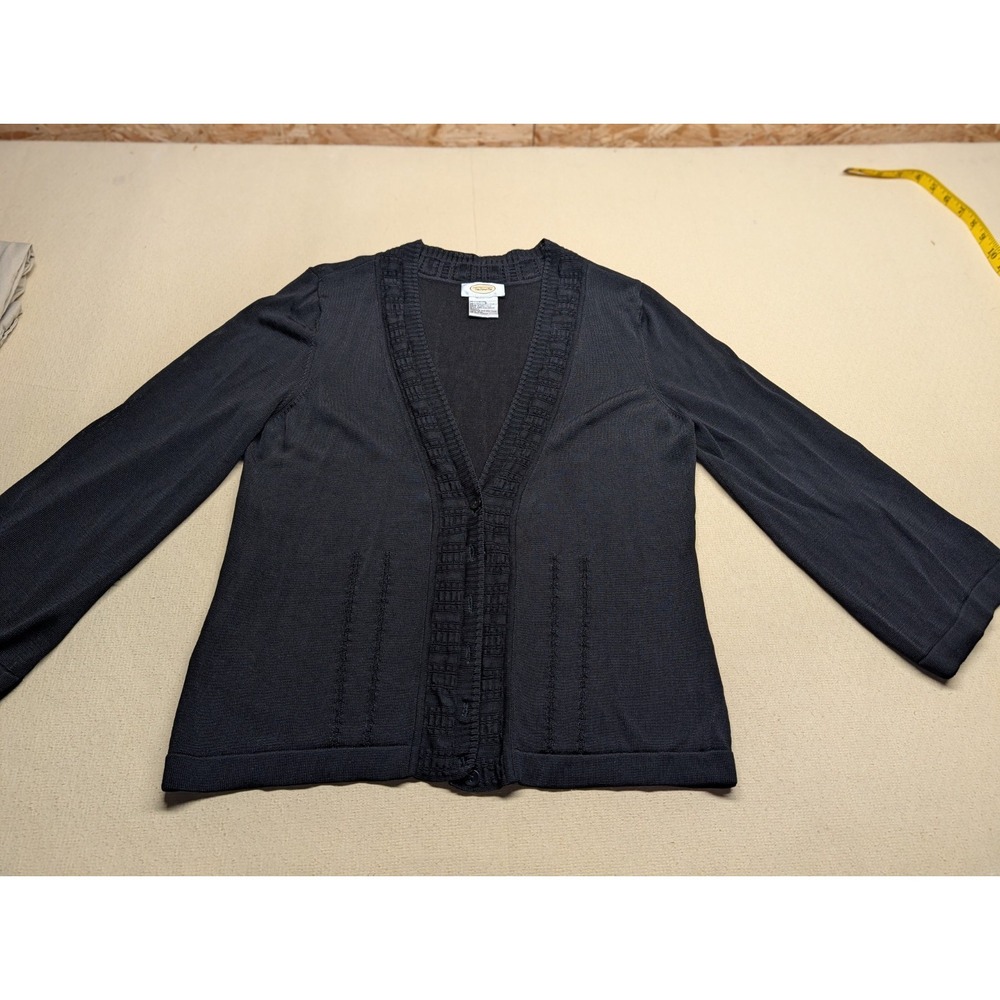 Talbots Women's Shrug Size Medium‎ Black Vicose Blend Buttons